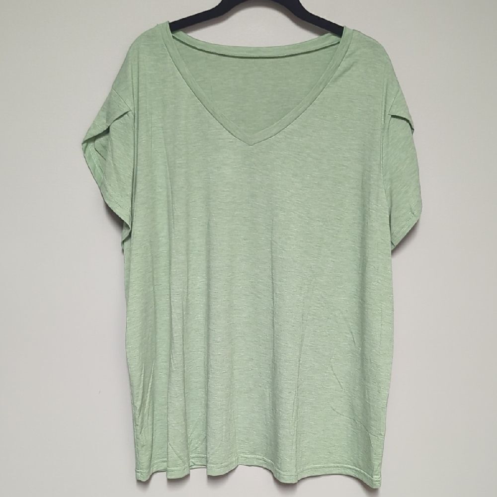 Light Green V-Neck Women's Top